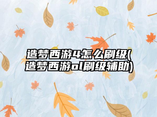 造梦西游4怎么刷级(造梦西游ol刷级辅助)