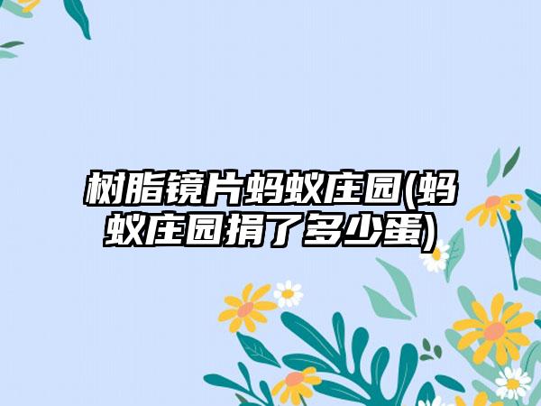 树脂镜片蚂蚁庄园(蚂蚁庄园捐了多少蛋)