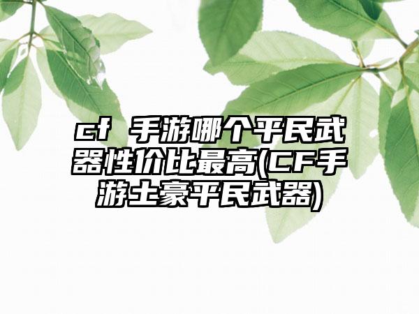 cf 手游哪个平民武器性价比最高(cf手游土豪平民武器)